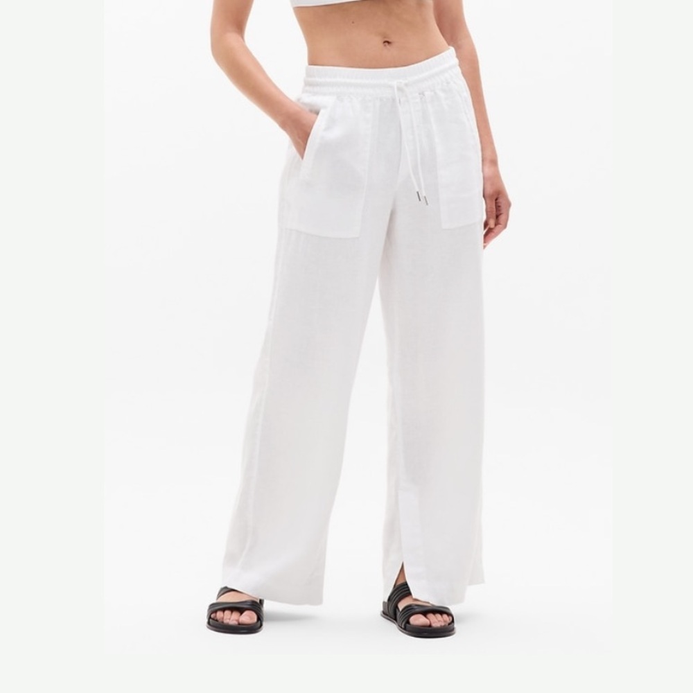 Athleta Retreat Linen High Rise Wide Leg Pant